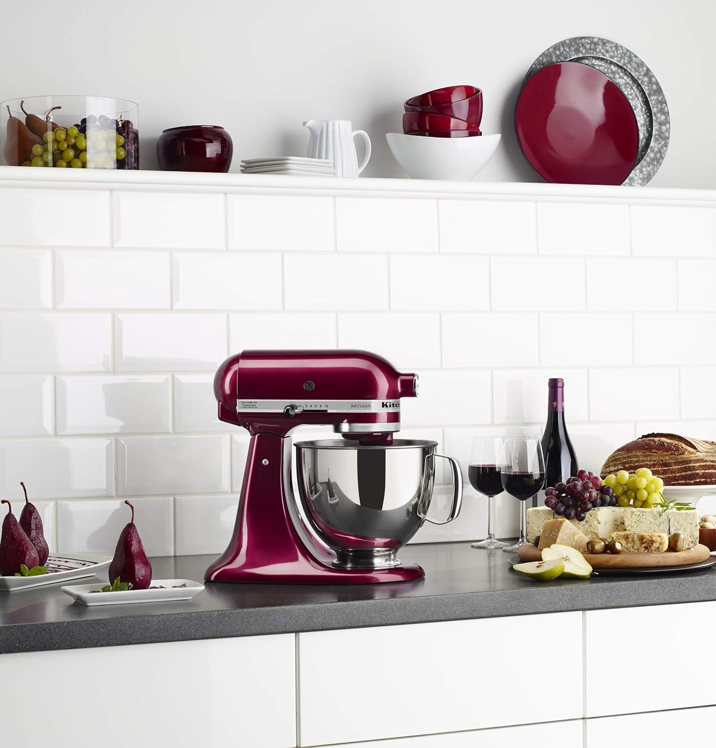 imageKitchenAid Artisan Series 5 Quart Tilt Head Stand Mixer with Pouring Shield KSM150PS WhiteBordeaux