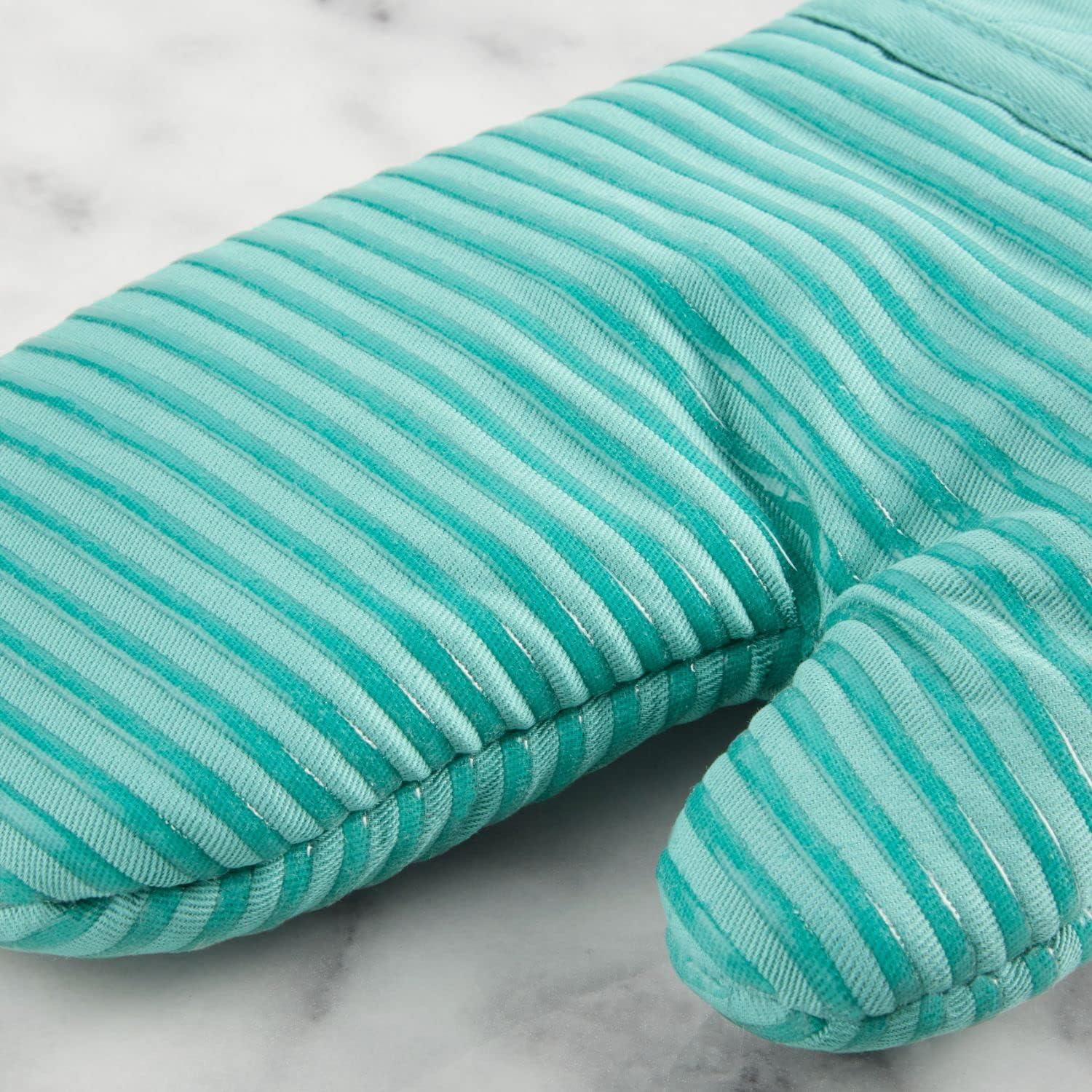 imageKITCHENAID Quilted Cotton Terry Cloth Oven Mitt Pot Holder Kitchen Towel 4Pack Set Heat Resistant Silicone Grip 16x26 7x13 amp 7x10 Butter YellowAqua Sky