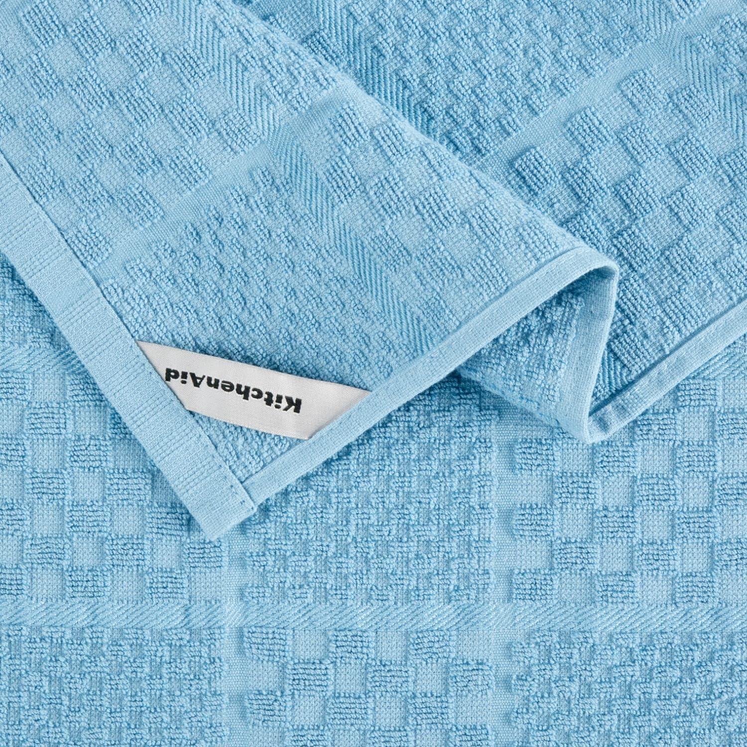 imageKITCHENAID Quilted Cotton Terry Cloth Oven Mitt Pot Holder Kitchen Towel 4Pack Set Heat Resistant Silicone Grip 16x26 7x13 amp 7x10 Butter YellowBlue Velvet