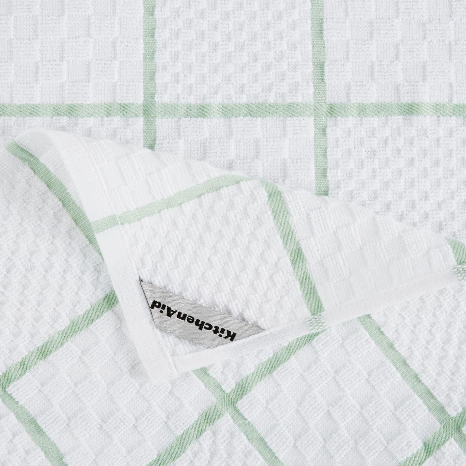 imageKITCHENAID Quilted Cotton Terry Cloth Oven Mitt Pot Holder Kitchen Towel 4Pack Set Heat Resistant Silicone Grip 16x26 7x13 amp 7x10 Butter YellowPistachio