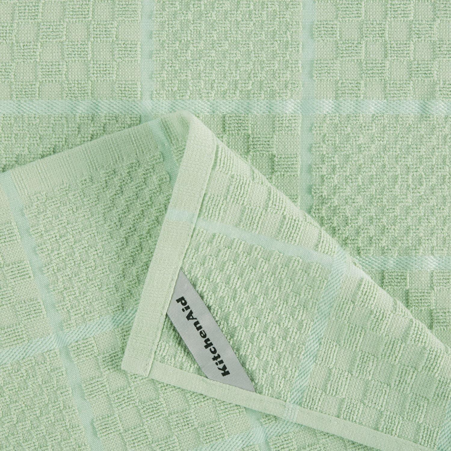 imageKITCHENAID Quilted Cotton Terry Cloth Oven Mitt Pot Holder Kitchen Towel 4Pack Set Heat Resistant Silicone Grip 16x26 7x13 amp 7x10 Butter YellowPistachio