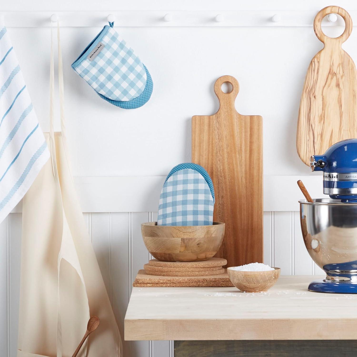 imageKitchenAid Gingham Cotton Mini Oven Mitt 2Pack Set Passion Red 55x8Blue Velvet