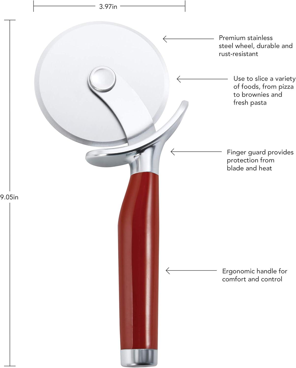 imageKitchenAid Classic Pizza Wheel with Sharp Blade For Cutting Through Crusts Pies and More Built In Finger Guard for Safety and Comfort Grip to Protect Fingers Dishwasher Safe 9Inch RedRed