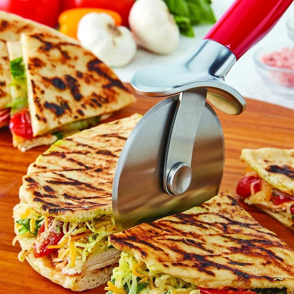 imageKitchenAid Classic Pizza Wheel with Sharp Blade For Cutting Through Crusts Pies and More Built In Finger Guard for Safety and Comfort Grip to Protect Fingers Dishwasher Safe 9Inch RedRed