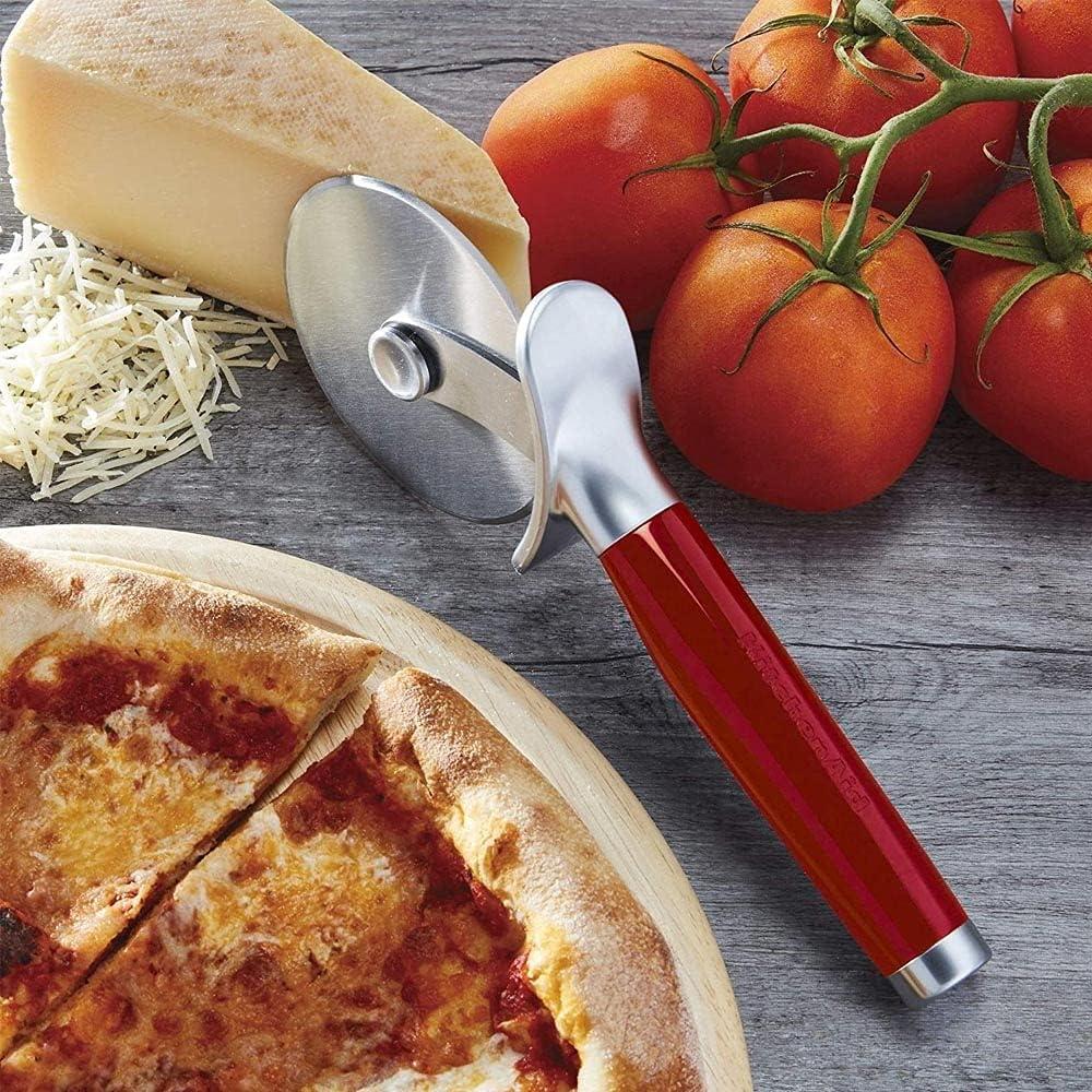 imageKitchenAid Classic Pizza Wheel with Sharp Blade For Cutting Through Crusts Pies and More Built In Finger Guard for Safety and Comfort Grip to Protect Fingers Dishwasher Safe 9Inch RedRed