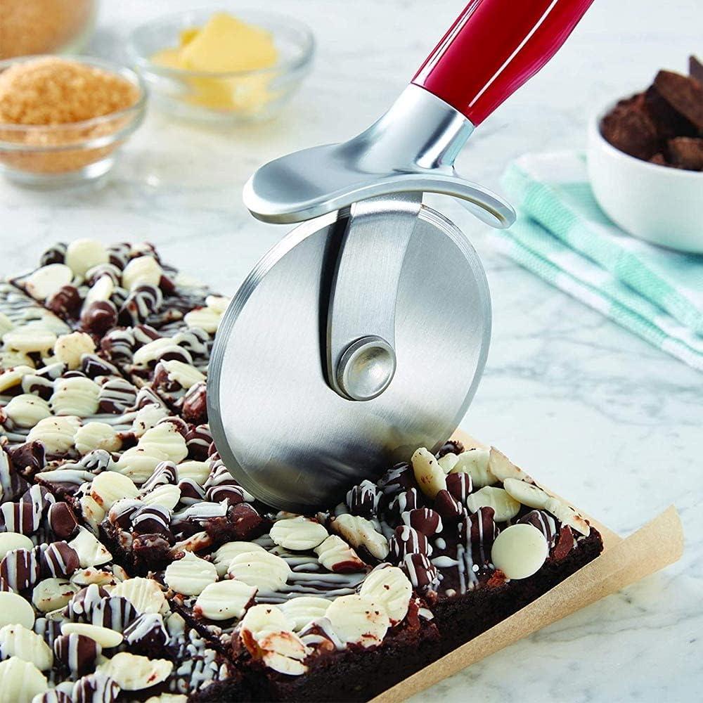 imageKitchenAid Classic Pizza Wheel with Sharp Blade For Cutting Through Crusts Pies and More Built In Finger Guard for Safety and Comfort Grip to Protect Fingers Dishwasher Safe 9Inch RedRed