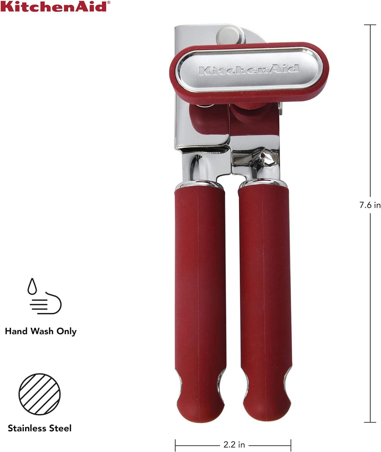 imageKitchenAid Classic Multifunction Can Opener and Bottle Opener Easy to Use Razor Sharp Stainless Steel Cutting Wheel Soft Ergonomic Handles Mineral WaterSoft Red
