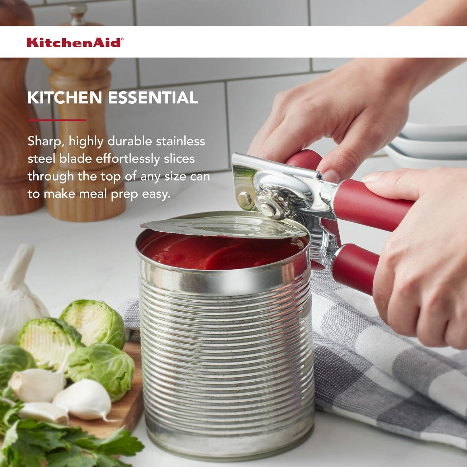 imageKitchenAid Classic Multifunction Can Opener and Bottle Opener Easy to Use Razor Sharp Stainless Steel Cutting Wheel Soft Ergonomic Handles Mineral WaterSoft Red