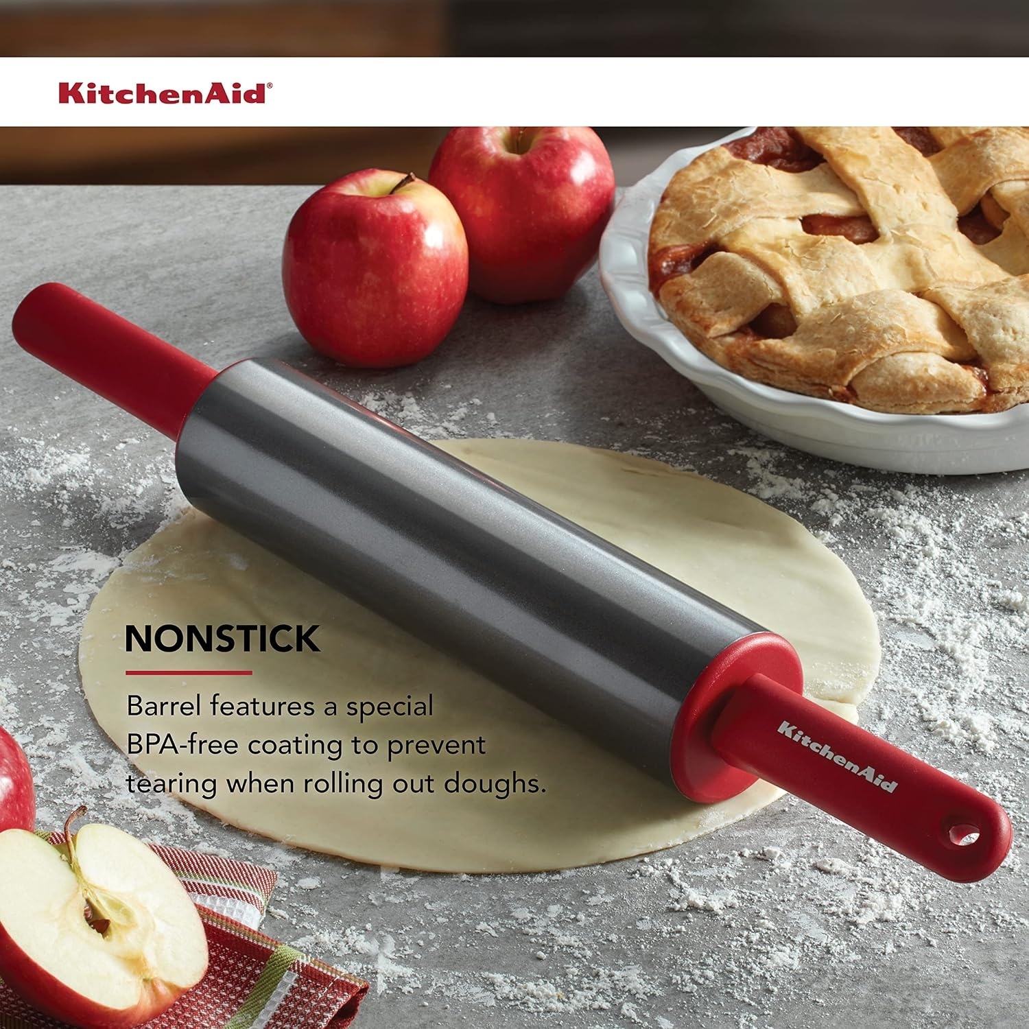 image:imageKitchenAid Gourmet Rolling Pin 25 x 25 x 22 Inch RedRed