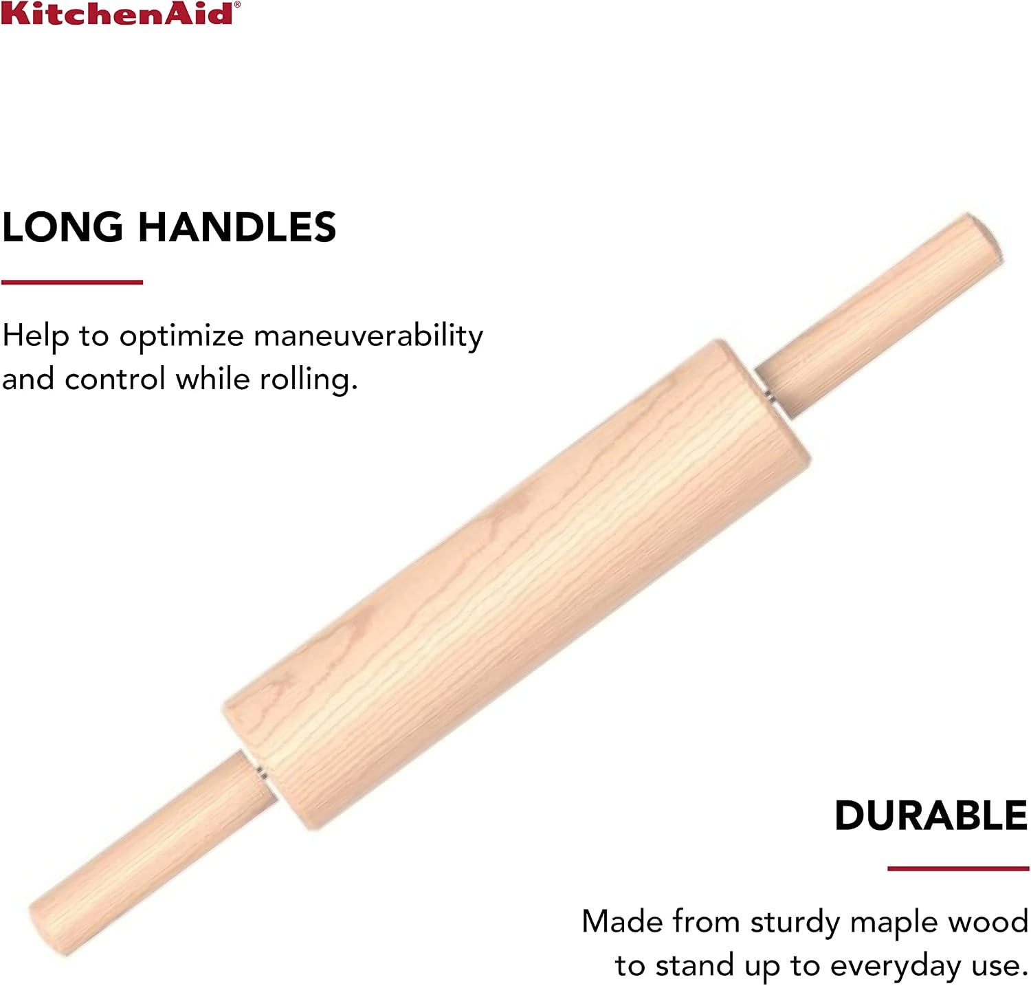 image:imageKitchenAid Gourmet Rolling Pin 25 x 25 x 22 Inch RedWood